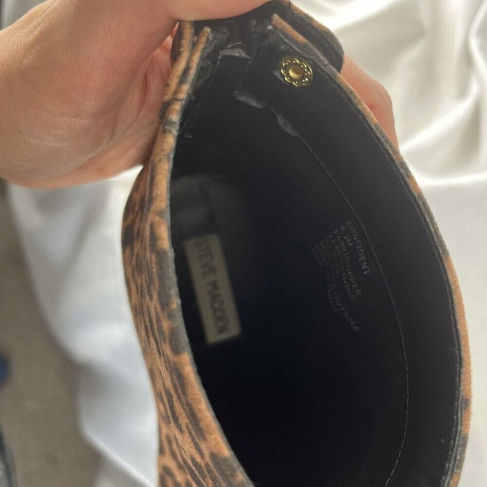 Steve Madden Confident Fabric Leopard Print Block Heel Bootie Women’s Size 8.5 - Picture 14 of 16